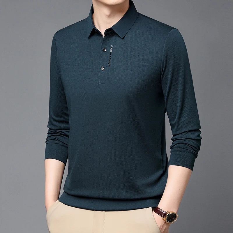 Polo Shirt Men's Spring and Autumn 2024 New Long Sleeved T-shirt Men's Business Casual Inner Top Base Shirt