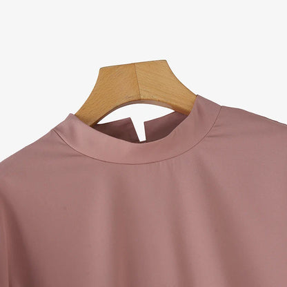 Women Elegant Party Blouse Vintage Mesh Ruffle 3/4 Sleeve Tops 2024 Autumn Stand Collar Shirts Korean Version Loose Tunic