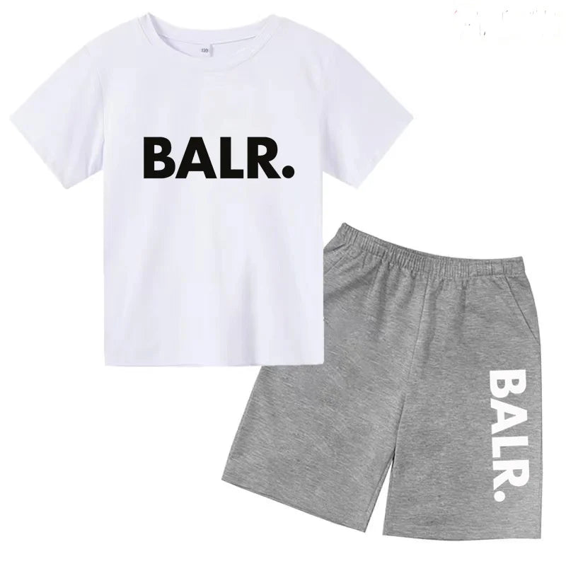 Kids T-shirt Summer Sunshine Brand Monogram Print Short Sleeve+Shorts 2P Boys Girls Toddler 3-12years Leisure Sports Jogging Set