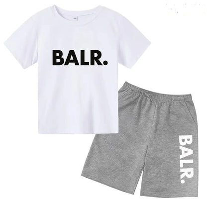 Kids T-shirt Summer Sunshine Brand Monogram Print Short Sleeve+Shorts 2P Boys Girls Toddler 3-12years Leisure Sports Jogging Set