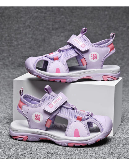 New Style 2024 Summer Beach Water Children Sandals Fashion Shoes Outdoor Non-slip Soft Bottom Shading Leather Boys Comfortable