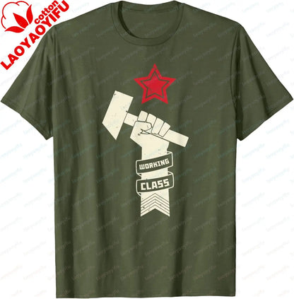 Proletariat Russia USSR Soviet Union CCCP Retro Vintage T-Shirt  Print on Demand Casual Streetwear Camisas Streetwear