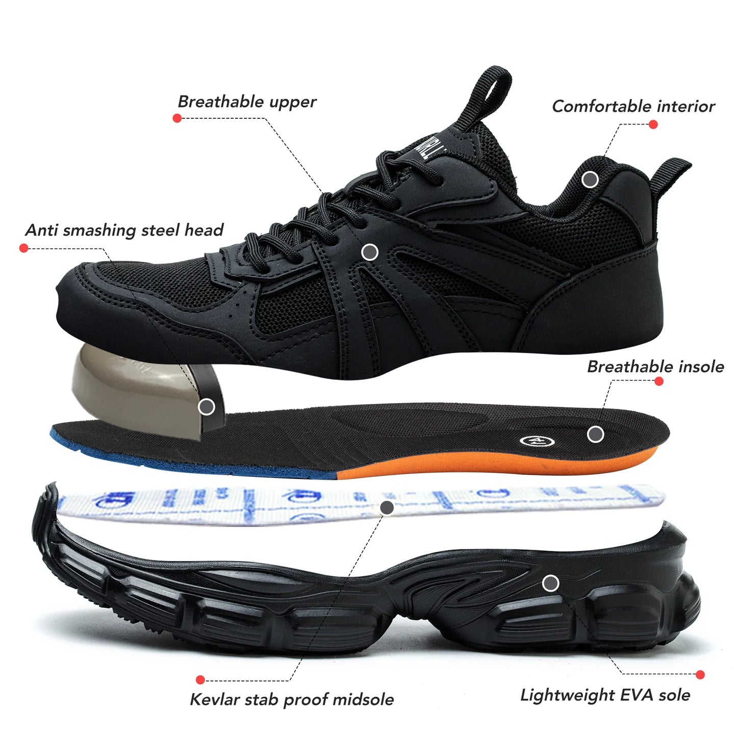 Protective Shoes For Women Women Work Sneakers Fashion Safety Shoes Anti-smash Anti-puncture Indestructible Shoes Work Boot