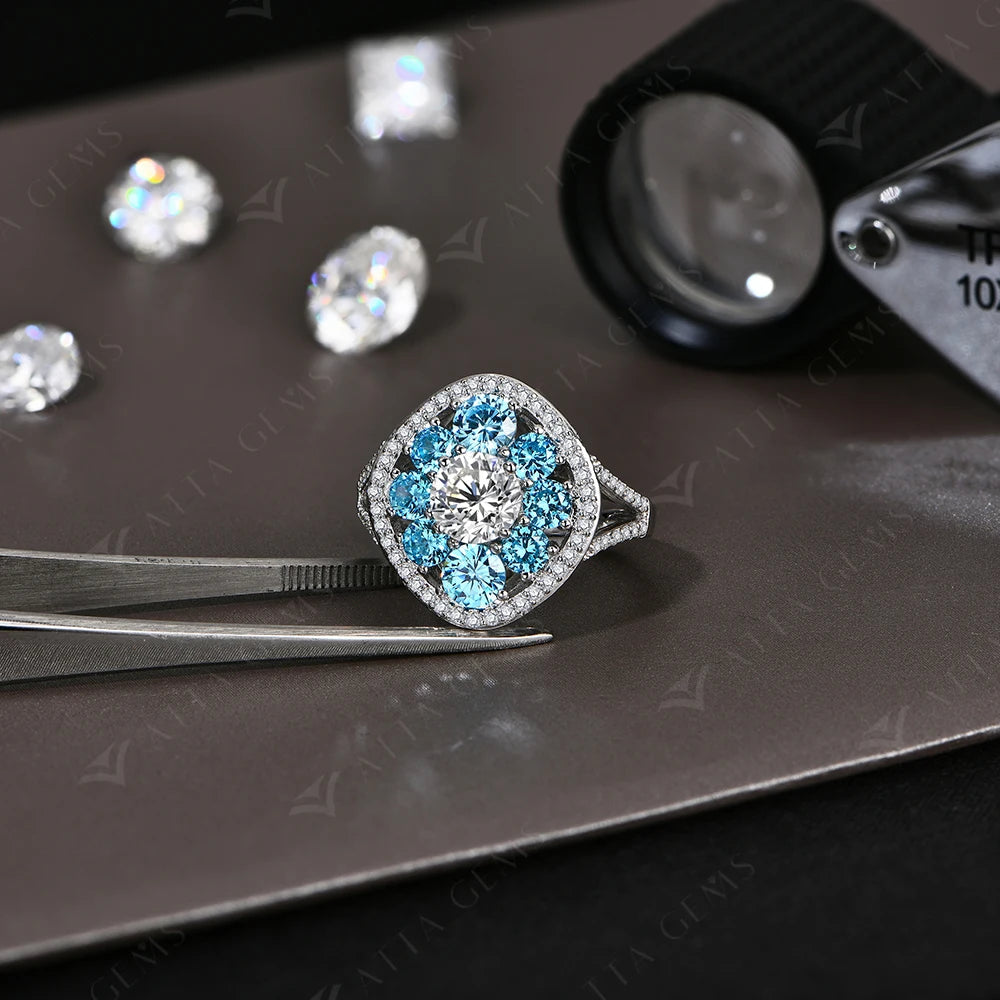 3.38CTW Round Cut Moissanite Rings for Women S925 Silver 18K Gold Plated Handmade Wedding Bride Fine Jewelry Gifts New