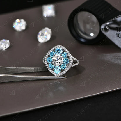 3.38CTW Round Cut Moissanite Rings for Women S925 Silver 18K Gold Plated Handmade Wedding Bride Fine Jewelry Gifts New