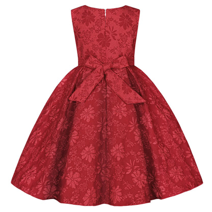 Cross-border summer new girls' princess dress Children's sleeveless bow sequin Pompadour runway show clothing