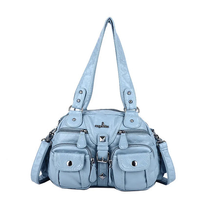 Women Small Handbags Satchel Top-handle Handbag PU Shoulder Bag 8”x11” Dumpling Pack Multi-pockets Shoulder Bag