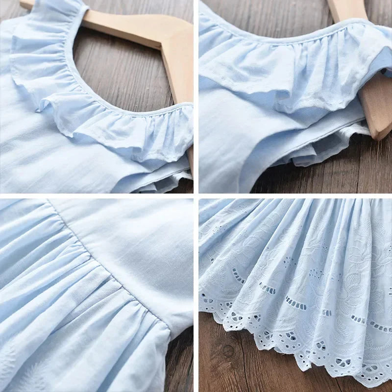 Girls Elegant Dresses 2024 New Summer Kids Party Costumes Girl Floral Princess Outfits Children Vestidos Clothing