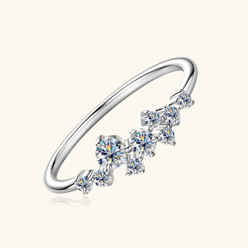 Colar e Anel de Diamantes Moissanite Prata Esterlina 925 Conjunto de Joias com Pingente de Aglomerado para Mulheres Anéis de Noivado Presente