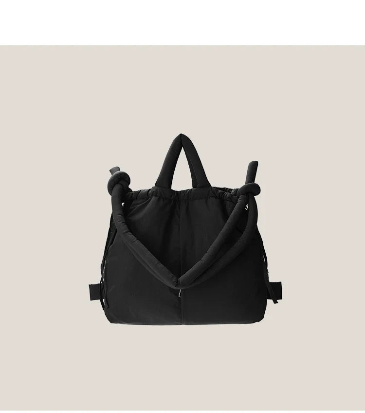 Casual nylon padded tote bag designer soft puffer women shoulder crossbody bags Simple Vintage large capacity handbags 2025
