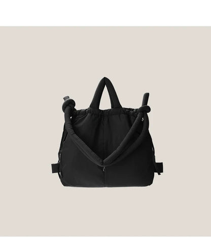 Casual nylon padded tote bag designer soft puffer women shoulder crossbody bags Simple Vintage large capacity handbags 2025