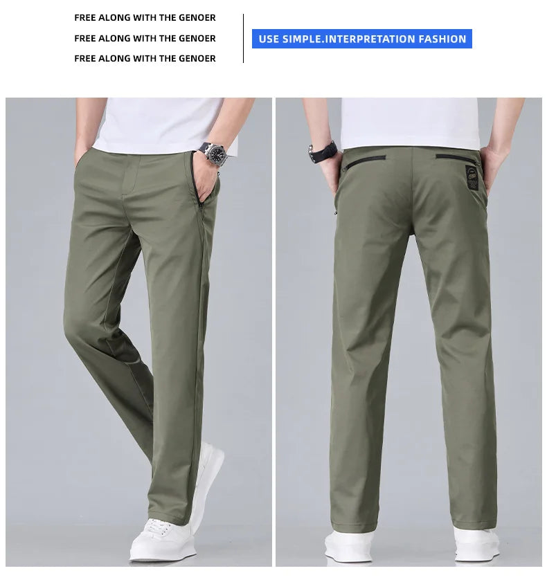 Fashion New in Men's Casual Pants Straight Slim Thin Korean Breathable Comfortable Brand Male Clothing Summer Trousers