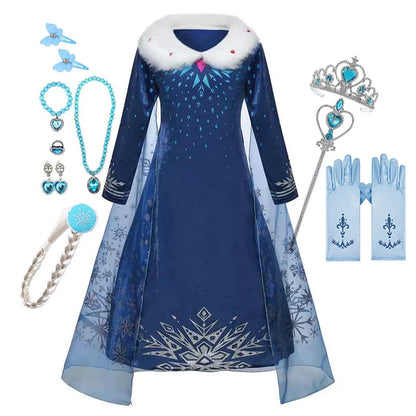 Frozen 2 Elsa Princess Girls Dress Up Snow Queen Costume Carnival Party Halloween Kids Carnival Birthday Party Clothes