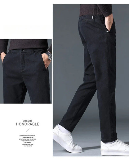 2025 Autumn New Casual Pants Men's Fashion Slim Fit Thick Straight Pants Soft Cotton Retro Style Streetwear Trousers Clothing
