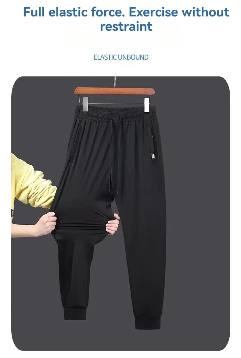 New High-quality Ice Silk Casual Comprehensive Training Pants Two-piece Summer Men's Sweat Absorbing Quick Drying Leggings