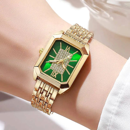 Fashion Rectangle Women Watches Stainless Steel Strap Quartz Wristwatches Reloj Mujer（Without Box）
