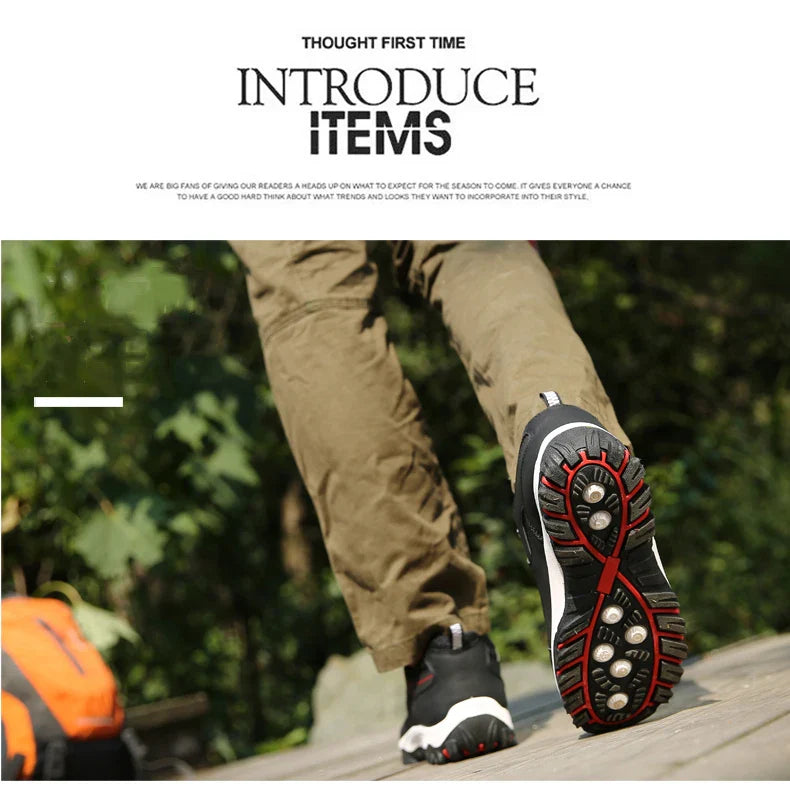 Men's Hiking Shoes Waterproof Leather Outdoor PU Shoes Wear-resistant Men Trekking Walking Hunting Tactical Sneakers