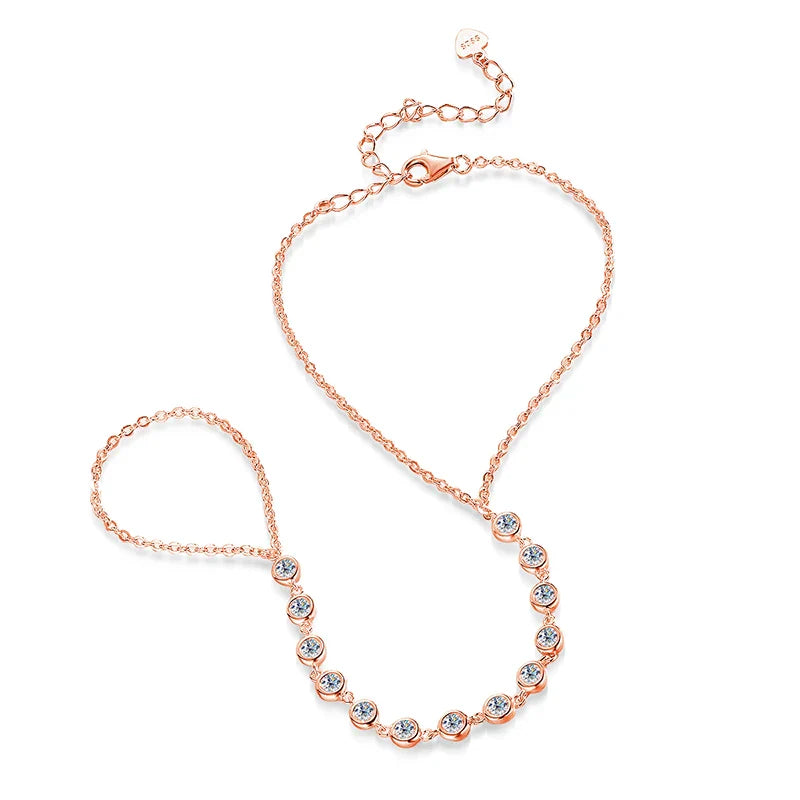 14-21CM Adjustable All Real Moissanite Bracelets for Women Girls Sparkling Chain Lab Diamond GRA Pure S925 Silver Jewelry