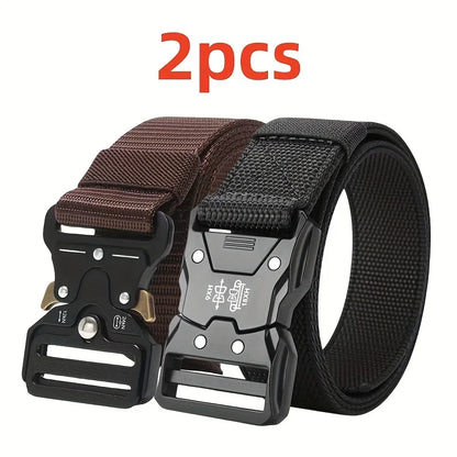 2-piece set of new men's waist belt, quick release buckle casual belt, suitable for cycling, climbing, fishing, golf and other s
