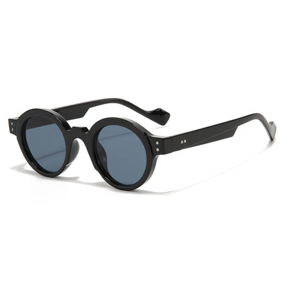 Round Sunglasses Men Punk Double Color Shades UV400 Retro Rivets Decoration Women Trending Sun Glasses Clear Lens Frame