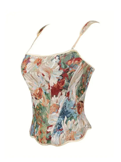 A Frenchstyle floral and fresh printed corset for women shaping top
