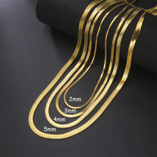 Stainless Steel Snake Chain Necklace for Women Men Gold Color Herringbone Choker Neck Chains 2026 Trend Jewelry Gift Hot