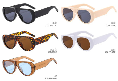 Vintage Oversized Oval Sunglasses Women Men New Fashion Wide Leg Leopard Red Gradient Sun Glasses Ladies Trendy Sexy Shades