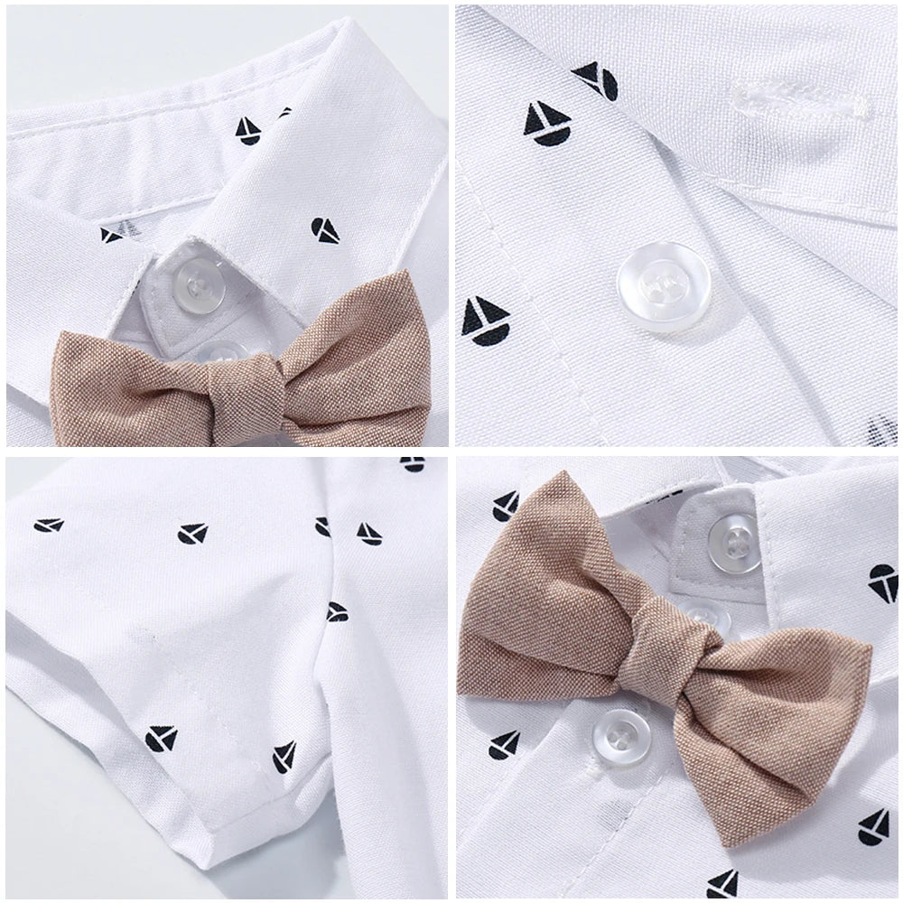 Kid Boy Formal Birthday Outfit Suit Toddler Gentleman Wedding Striped Vest Shirt 1-6 Years Baby Pants Boys Ceremony Outerwear
