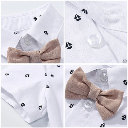 Kid Boy Formal Birthday Outfit Suit Toddler Gentleman Wedding Striped Vest Shirt 1-6 Years Baby Pants Boys Ceremony Outerwear