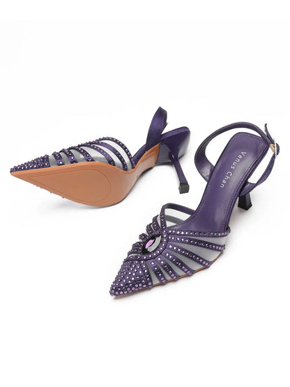 Elegant Fruit Green Women's Heels and Rhinestone Handbag Set - Italian Design for Weddings and Parties