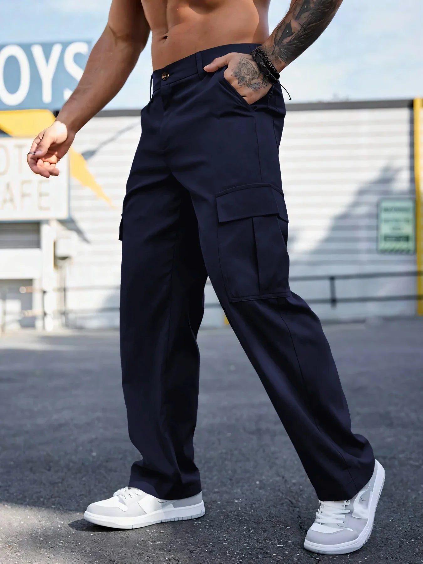 Men's Workwear Pants Wear-Resistant Sports Straight Leg Loose Summer Multi-Pocket Casual Trousers