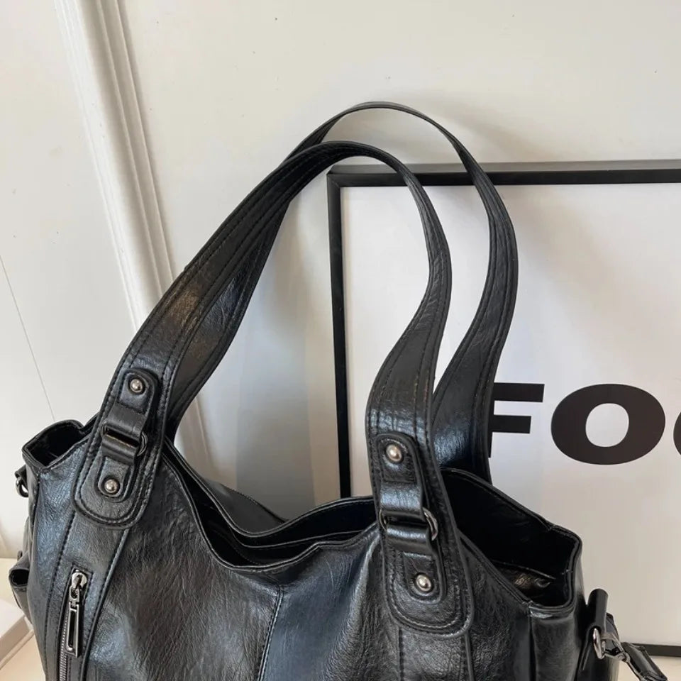 Daily Business Commuting Large Capacity Tote Hand Bags Soft Pu Leather Shoulder Bags for Women Zipper Women's Handbags Quality