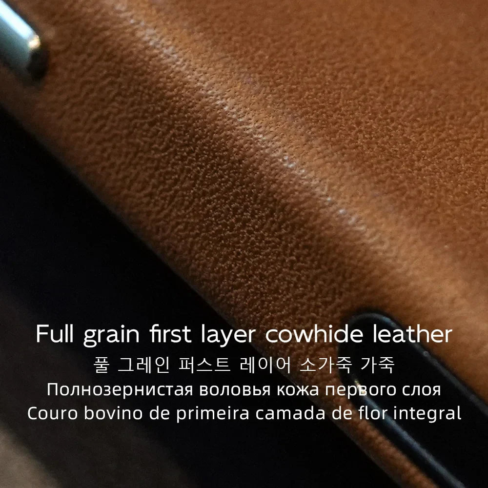 Magnetic Genuine Leather Case for iPhone 17 16 Pro Max 15 14 Compatible with MagSafe Nature Cowhide Retro Phone Cover