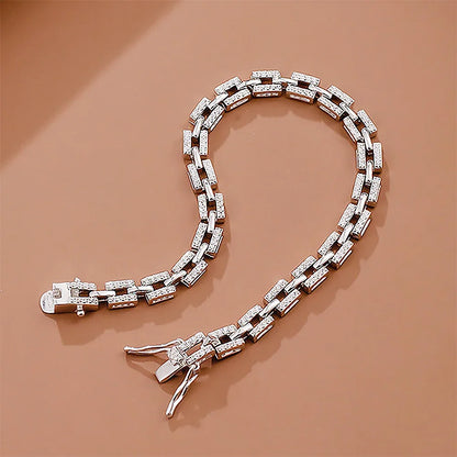 Hip Hop Moissanites Diamond Bracelets 925 Sterling Silver Cuban Chain Luxury Designer Tank Chain for Women Party Fine Jewelry