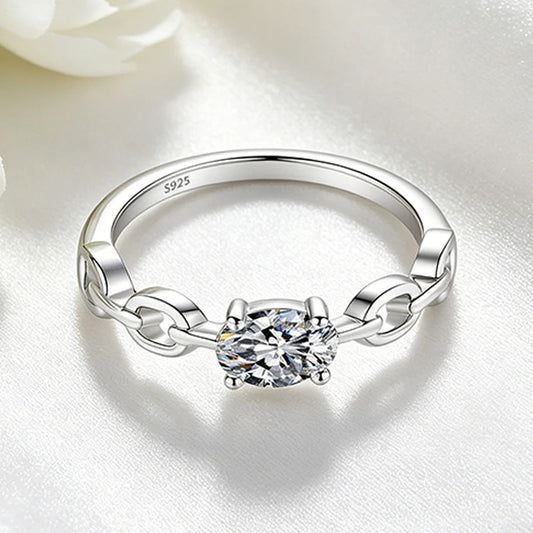 0.5CT Oval Cut Moissanite Rings for Women D VVS1 Lab Diamond Wedding Band Plated 18K 100% S925 Sterling Silver Jewelry