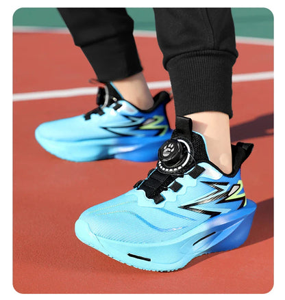 Children‘s Basketball Shoes Non-slip Breathable Sports Training Shoes Outdoor Lace-up Boys Girls Knit Jogging Shoes Gym Sneakers