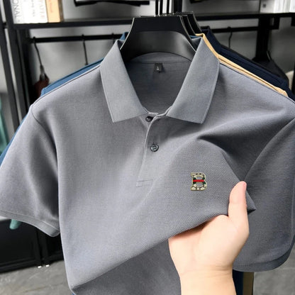 High end brand 100% cotton short sleeve polo shirt men's summer new soft breathable lapel T-shirt fashion letter embossed top