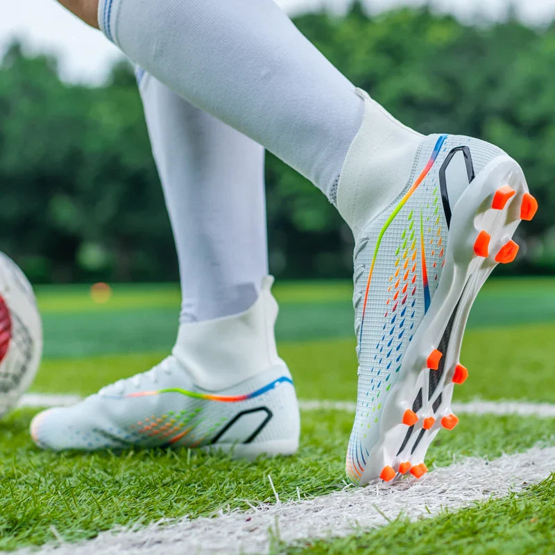 New Men Soccer Shoes Men Grass Breathable Soft Outdoor Football Shoes Cleats Long Spikes Comfortable Training Sport Shoes Men