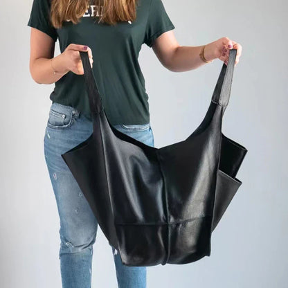 Fashionable and minimalist large bag with soft leather and large capacity shopping bag for women, one shoulder hand-held large b
