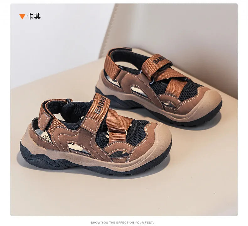 2026 Summer New Breathable Children Sandals Closed Heel Mesh Casual Sports Shoes Cool Boys Sandals For Outdoor Leisure