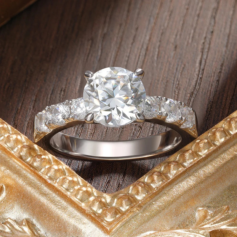 D VVS1 2ct Moissanite Rings for Women Engagement Wedding Brilliant Lab Diamond Band with GRA s925 Sterling Silver Ring