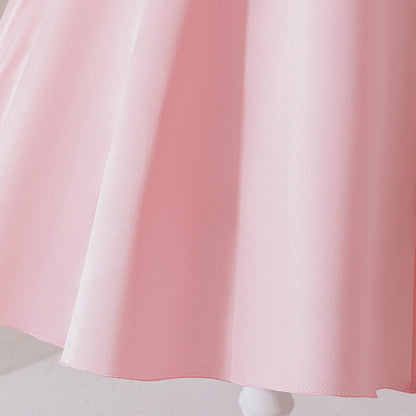 Vestido de Festa Infantil com Flores 3D de Verão Elegante para Meninas Vestido de Dama de Honra Princesa Vestido de Formatura Menina Laço Aniversário Apresentação de Piano Vestido de Noite