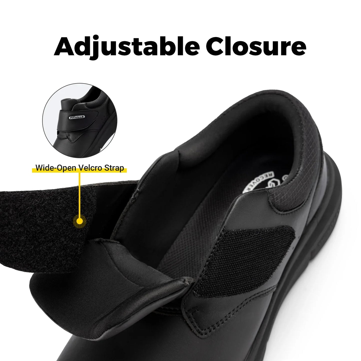 Extra Wide Men's Shoes Leather Diabetic Shoes Walking for Elder Orthopedic Toes Swollen Feet Non-Slip Arch Support