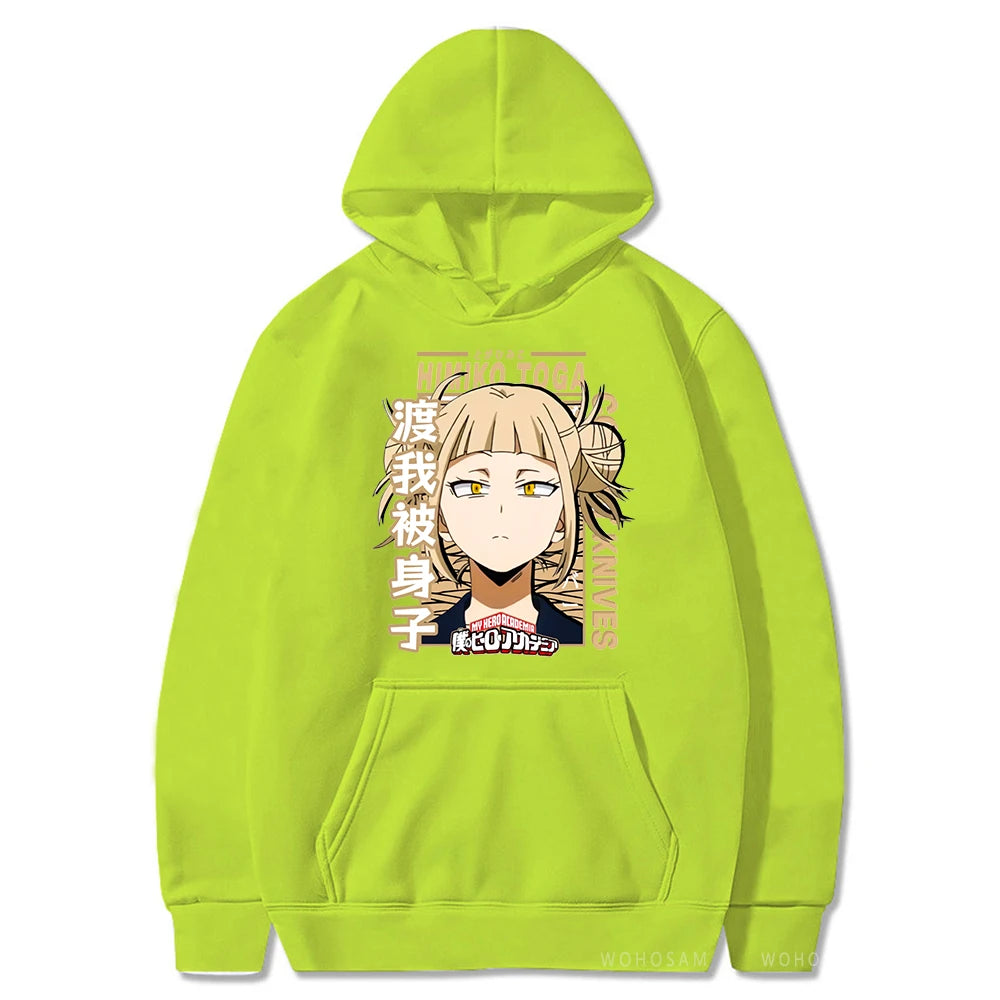 My Hero Academia Kawaii Himiko Toga Women Hoodies Printed Aesthetics Head Poster Manga Harajuku Anime Printed Hooded Sweatshirts