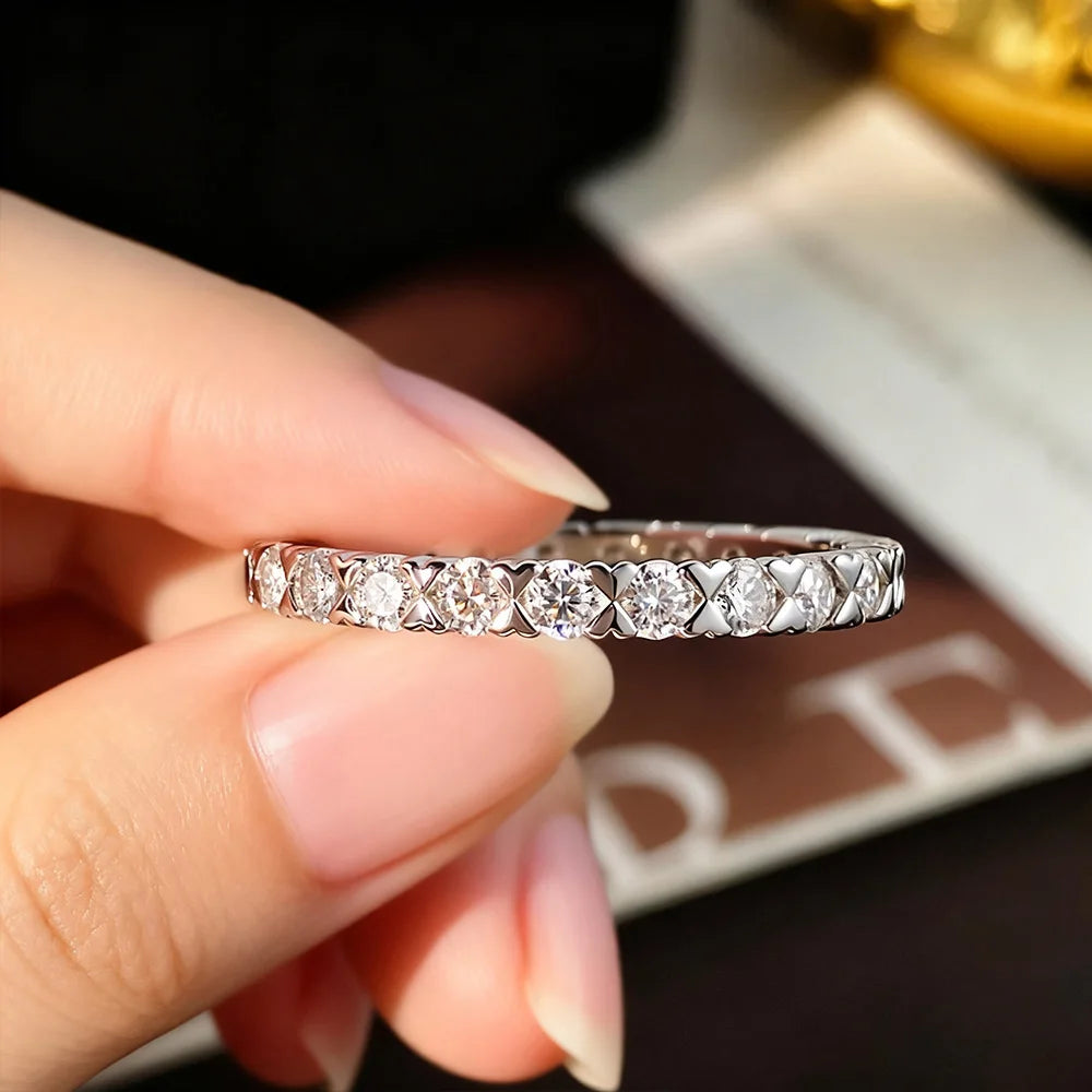 2.5mm D VVS1 Moissanite Eternity Band Rings for Women GRA Certified Jewelry 925 Sterling Silver Engagement Wedding Ring
