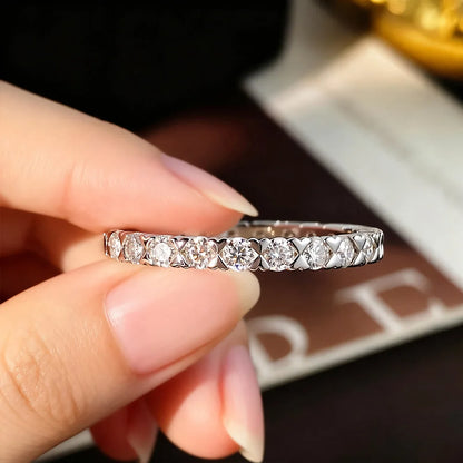 2.5mm D VVS1 Moissanite Eternity Band Rings for Women GRA Certified Jewelry 925 Sterling Silver Engagement Wedding Ring