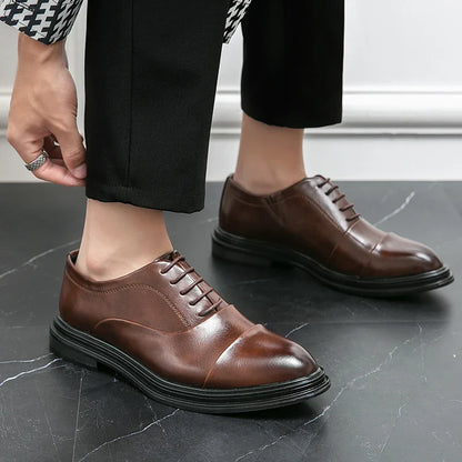 Men Genuine Leather Shoes Fashion Men Comfortable Daily Business Casual Formal Lace-up Men Dress Footwear Shoes Chaussure Homme