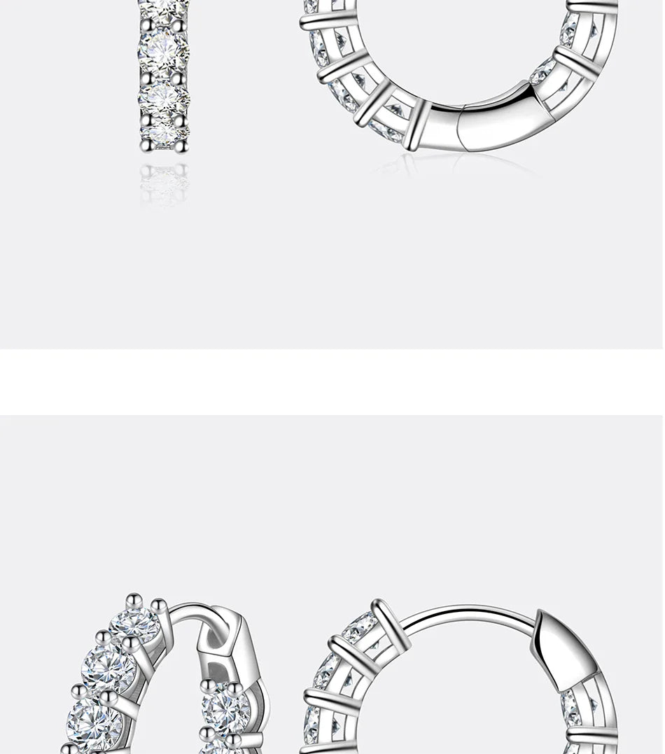 1.8CT All Moissanite Earrings for Women S925 Pure Silver GRA Certified Diamond Temperament Fashion Wedding Party Jewelry