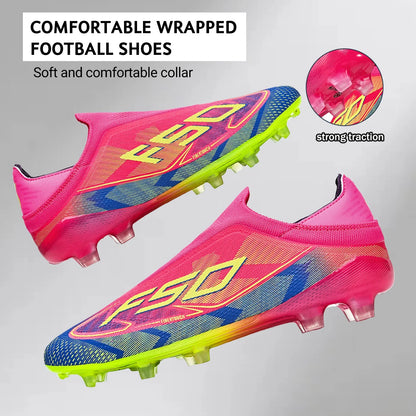 Classic Style AG FG football shoes PU Fabric Ventilated Upper TPU Wearproof Outsole Unisex Kids Outdoor Football Shoes