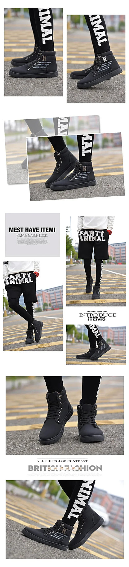 Men's Boots  New Korean Version Men's Shoes High Top Skateboard Shoes Retro Platform Casual Lace Up Men Fashion Boots 2025